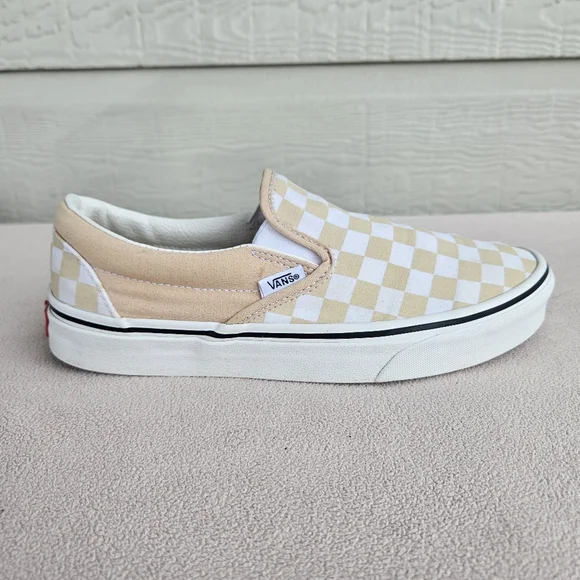 Vans Classic Slip-On Checkerboard Peach Sneaker Women SZ 8 Canvas Casual - Picture 2 of 12